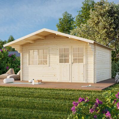 Palmako Britta 4.5m x 4.5m Log Cabin Garden Building - Garden House Palmako Britta 4.5m x 4.5m Log Cabin Garden Building - Garden House