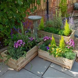 Forest Garden Forest Durham Rectangular Wooden Garden Planter 3'x1'9 (0.9x0.5m) - Set of 3