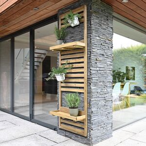 Forest Garden 5'11 Forest Slatted Tall Wall Planter - 2 Shelves (0.6m x 0.18m)