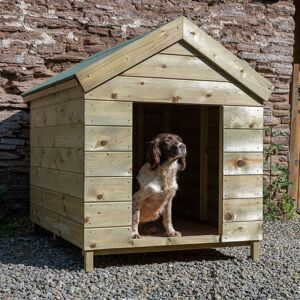 Forest Garden 4'2 x 3'6 Forest Hedgerow Wooden Dog Kennel - Pet House (1.28m x 1.06m)