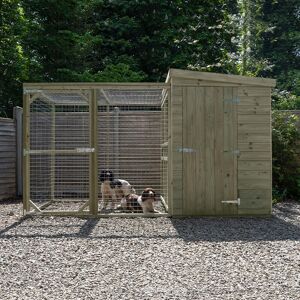 Forest Garden 10'1 x 4'6 Forest Hedgerow Wooden Dog Kennel with 6ft Run - Pet House (3.07m x 1.38m)