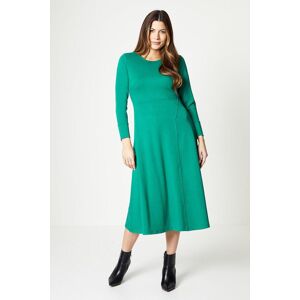 Wallis Womens Ponte Long Sleeve Midi Dress - Bottle Green - Size: 22