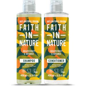 Faith In Nature Shampoo & Conditioner Set - Grapefruit & Orange - 2 X 400ml - Normal To Oily Hair - Natural, Vegan & Cruelty Free - Paraben And SLS Fr