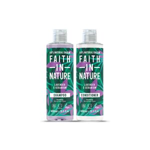 Faith In Nature Shampoo & Conditioner Set - Lavender & Geranium - 2 X 400ml - Normal To Dry Hair - Natural, Vegan & Cruelty Free - Paraben And SLS Fre