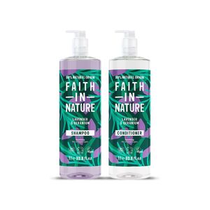 Faith In Nature Lavender & Geranium 1L Nautral Shampoo & Conditioner Set - All Hair Types - Vegan & Cruelty Free - Paraben And SLS Free