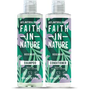 Faith In Nature Shampoo & Conditioner Set - Rosemary - 2 X 400ml - Normal To Oily Hair - Natural, Vegan & Cruelty Free - Paraben And SLS Free - Essent