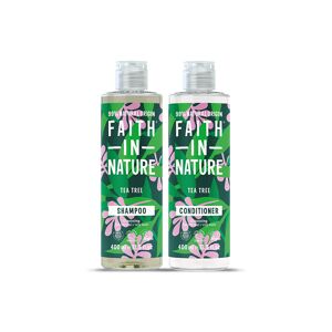 Faith In Nature Shampoo & Conditioner Set - Tea Tree - 2 X 400ml - Normal To Oily Hair - Natural, Vegan & Cruelty Free - Paraben And SLS Free