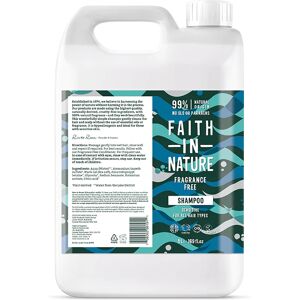 Faith In Nature Shampoo 5L Refill - Fragrance Free - All Hair Types - Natural, Vegan & Cruelty Free - Paraben And SLS Free - Bulk Buy