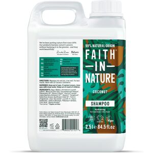 Faith In Nature Shampoo 2.5L Refill - Coconut - Normal To Dry Hair - Natural, Vegan & Cruelty Free - Paraben And SLS Free - Bulk Buy