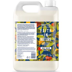 Faith In Nature Grapefruit & Orange 5L Body Wash Refill - Organic Natural Shower Gel - Vegan & Cruelty Free - Bulk Buy