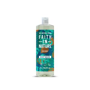 Faith In Nature 1L Coconut Body Wash - Organic Natural Shower Gel - Vegan & Cruelty Free