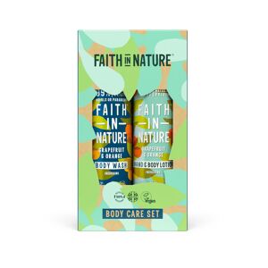 Faith In Nature Grapefruit & Orange Body Care Set - Organic Natural Body Wash and Hand Body Lotion - Vegan & Cruelty Free - 2 X 400ml