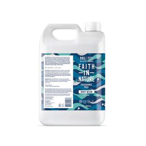 Faith In Nature Fragrance Free 5L Body Wash Refill - Organic Natural Shower Gel - Vegan & Cruelty Free - Bulk Buy
