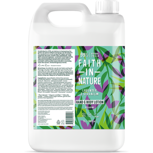 Faith In Nature Lavender & Geranium 5L Hand and Body Lotion Refill - Organic Natural Moisturiser - Vegan & Cruelty Free - Bulk Buy