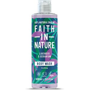 Faith In Nature Lavender & Geranium Body Wash 400ml - Organic Natural Shower Gel - Vegan & Cruelty Free