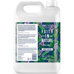 Faith In Nature Tea Tree 5L Body Wash Refill - Organic Natural Shower Gel - Vegan & Cruelty Free - Bulk Buy