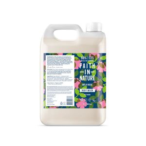 Faith In Nature Wild Rose 5L Body Wash Refill - Organic Natural Shower Gel - Vegan & Cruelty Free - Bulk Buy