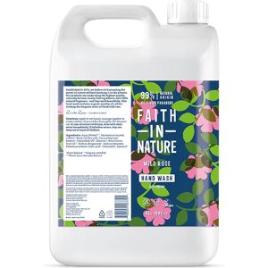 Faith In Nature Wild Rose Hand Wash 5L Refill - Natural Vegan Organic Liquid Hand Soap - Bulk Buy