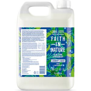 Faith In Nature Aloe Vera & Rosemary Laundry Liquid 5L Refill - Non-Biological Detergent -  Eco-Friendly Natural - Vegan Bulk Buy