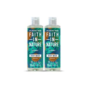 Faith In Nature Coconut Body Wash Multipack - Organic Natural Shower Gel - Vegan & Cruelty Free - 2 X 400ml