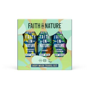 Faith In Nature Body Wash Travel Set - Lavender & Geranium, Grapefruit & Orange and Coconut Body Wash - 100ml - Organic Shower Gel