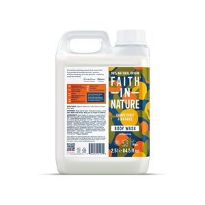 Faith In Nature Body Wash 2.5L Refill - Grapefruit & Orange - Organic Natural Shower Gel - Vegan & Cruelty Free - Bulk Buy