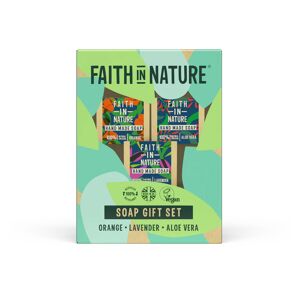 Faith In Nature Soap Stack Gift Set - Orange, Aloe Vera and Lavender - 3 X 100g - Plastic Free & Zero Waste - Vegan & Cruelty Free - Essential Oils