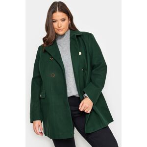 Yours Curve Forest Green Collared Formal Coat, Women's Curve & Plus Size, Yours Green Regular 26-28 Female