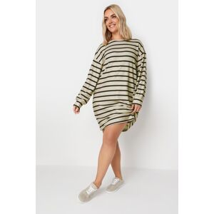 Yours Curve Beige Brown Striped Jumper Dress, Women's Curve & Plus Size, Yours Brown 18 Female
