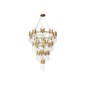Luxxu Waterfall  Chandelier Brass and Crystal