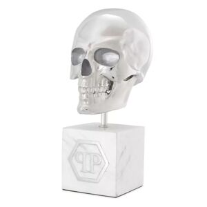 Philipp Plein Platinum Skull Large Ornaments & Sculptures White marble   Polished nickel copper