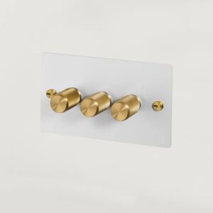 Buster + Punch UK-DI-CO-3G-LED-WH-BR-A 3G Dimmer White  Switch Brass