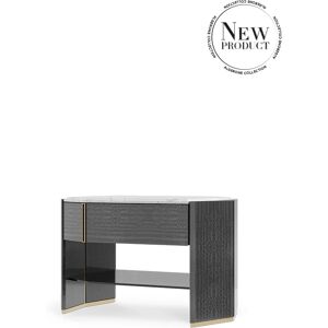 Luxxu Algerone Night Stand Brass, Wood, Glass and Marble