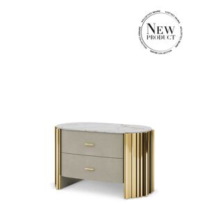 Luxxu Empire Night Stand Brass, Leather and Marble