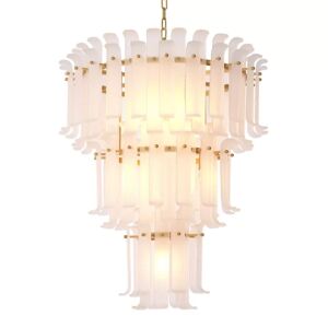 Philipp Plein Rodeo Drive L Chandelier Frosted logo glass   Brushed brass frame