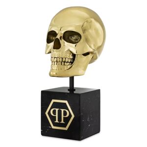 Philipp Plein Gold Skull Large Ornaments & Sculptures Black marble   Gold finished copper
