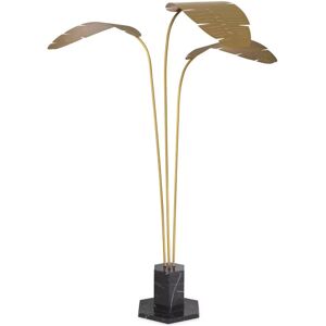 Philipp Plein Elment Palm Springs Ornaments & Sculptures Black finishing marble   Brushed brass logo leaves   Brushed brass base