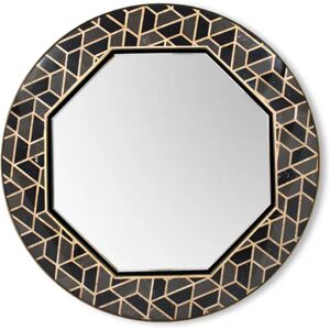 Maison Valentina Tortoise Mirror   Black Laquered Wood and Marble