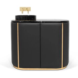 Maison Valentina Black Darian  Vanity Cabinet Marble, Brass and Leather