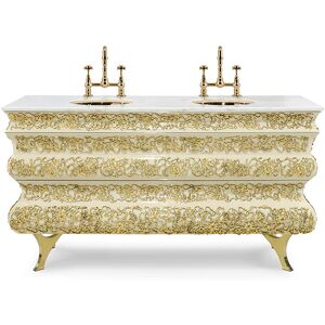 Maison Valentina Crochet  Vanity Cabinet Wood, Brass and Marble