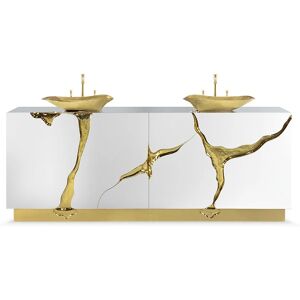 Maison Valentina Lapiaz  Vanity Cabinet Steel, Brass and Poplar Wood