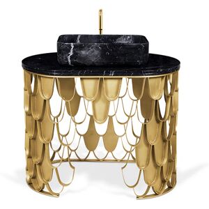 Maison Valentina Koi Single  Vanity Cabinet Brass and Marble