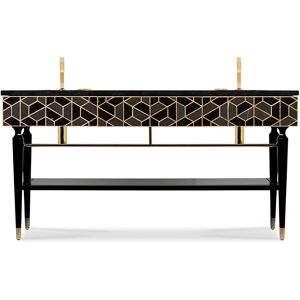 Maison Valentina Tortoise  Vanity Cabinet Wood, Brass, Glass and Marble