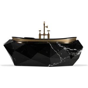 Maison Valentina Black Diamond Faux Marble   Bathtub Fiberglass, Faux Marble and Black Laquer