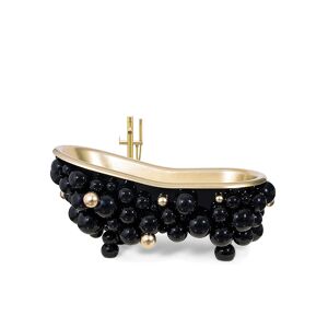 Maison Valentina Newton  Bathtub Fibre Glass, Black Laquer, Iron and Gold