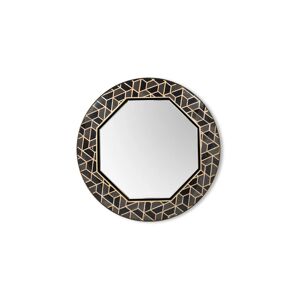 Maison Valentina Tortoise Mirror   Black Laquered Wood and Marble
