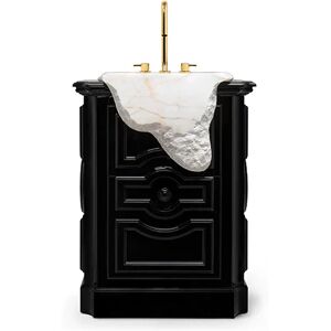 Maison Valentina Petra  Pedestal Sink Wood and Marble