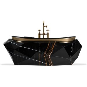 Maison Valentina Amber Diamond Faux Marble   Bathtub Fiberglass, Faux Marble and Black Laquer