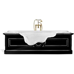 Maison Valentina Petra  Bathtub Black Wood, Marble and White Enamel