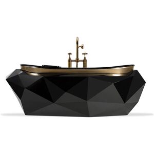 Maison Valentina Black Diamond  Bathtub Fiberglass, Black Laquer and Gold